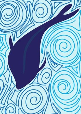 Blue Whale Abstract Art