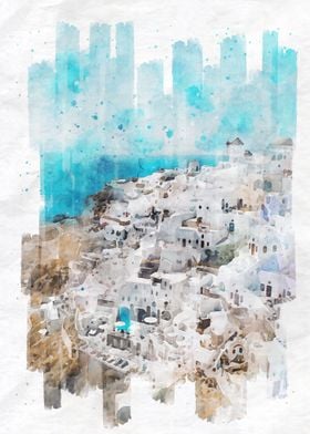 Santorini Watercolor