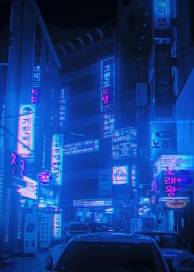 Neon Night City In Asia