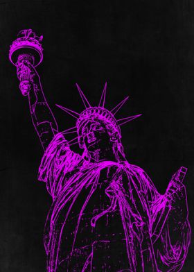 Neon Lights Liberty Statue