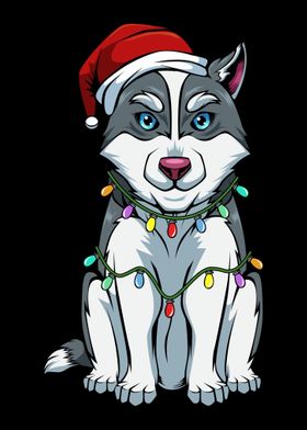 Siberian Husky Dog Santa