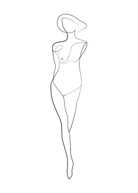 One Line Art Body Woman