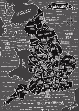 Dark Mode England Map