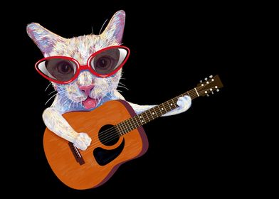 Funny cat playing guitar