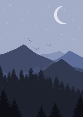 Night Forest Poster