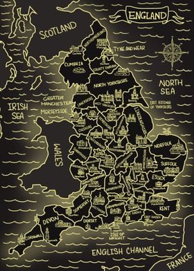 Glowing Map of England