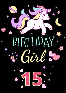 15th Birthday Unicorn 15 Y