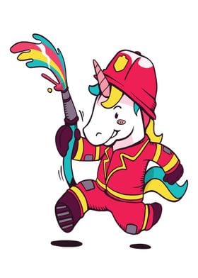 Unicorn cute fire fighter