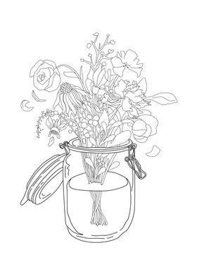 withered flower line art 