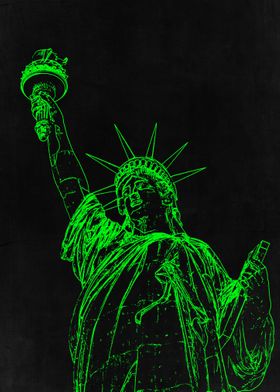 Neon Green Liberty Statue