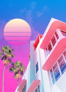 vaporwave building