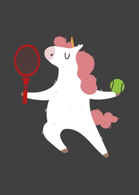 Unicorn Playing Tennis 