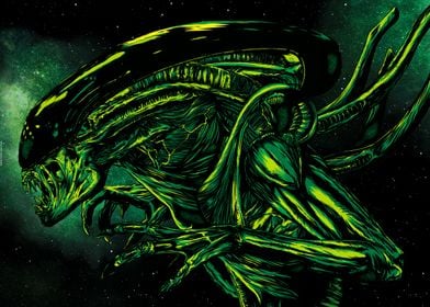 Black And Green Alien