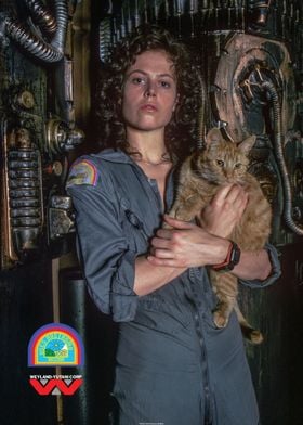 Ellen Ripley With A Cat Alien