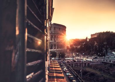 Colosseum Rome red sunset