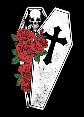 Coffin Skull Roses Gothic