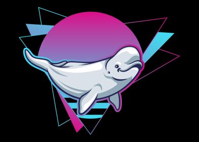 Beluga Whale Vaporwave Ret