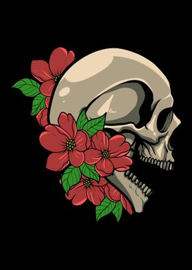 Skeleton Skull Roses