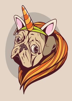 Unicorn cute pug dog