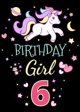 6th Birthday Unicorn Girl