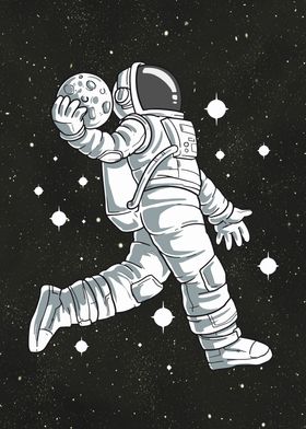 Astronaut with moon ball