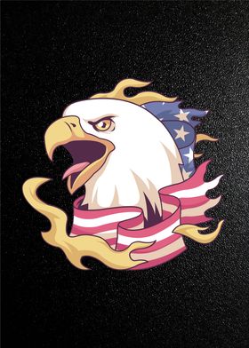 American Eagle with flag