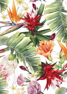 White Tropical Pattern 02