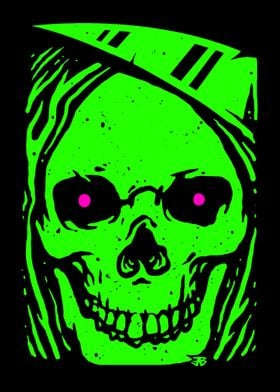 Green Smiling Skull Grim