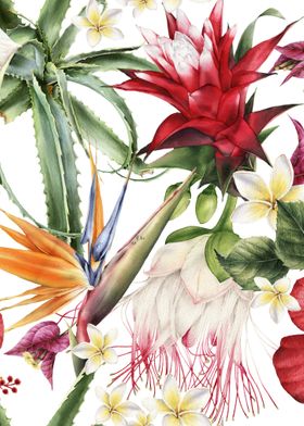 White Tropical Pattern 03