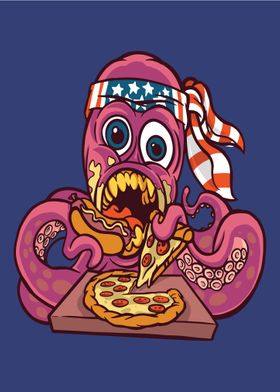 Octopus eating fast food