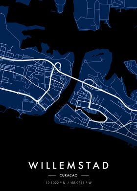 Willemstad City Map Blue