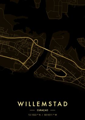 Willemstad City Map Gold