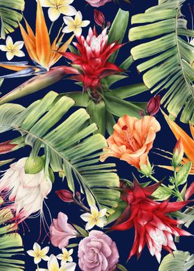 Navy Tropical Pattern