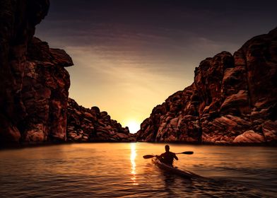 Kayak Boat Sunset