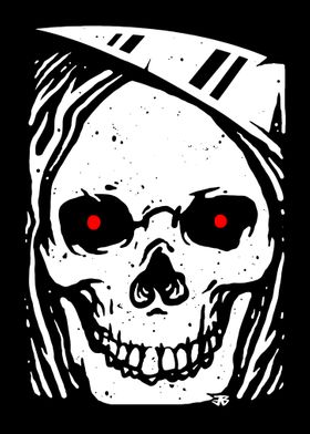 Smiling Skull Red Eyes