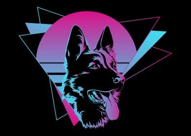 German Shepherd Vaporwave 