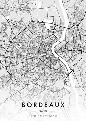 Bordeaux City Map White