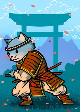 The Brave Samurai cat