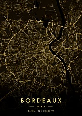 Bordeaux City Map Gold