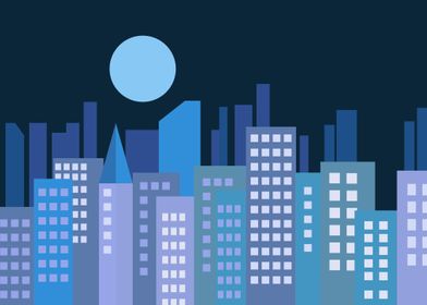 Blue Moon City Skyline