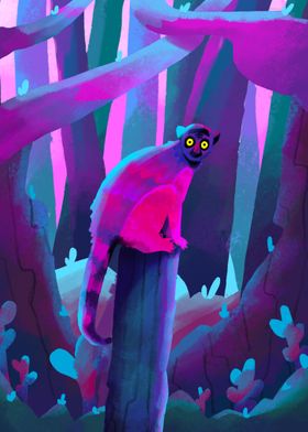 Neon Lemur in the jungles