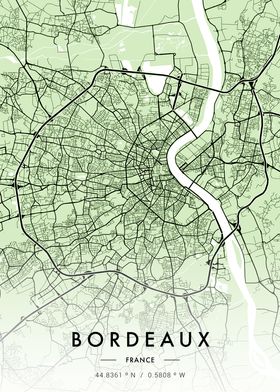 Bordeaux City Map Green