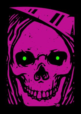 Fuchsia Smiling Skull Grim