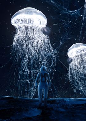 Astronaut meets Jellyfish