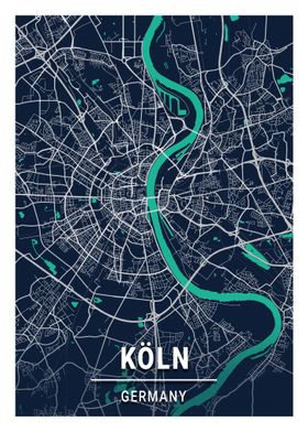 Koeln Cologne City Map 