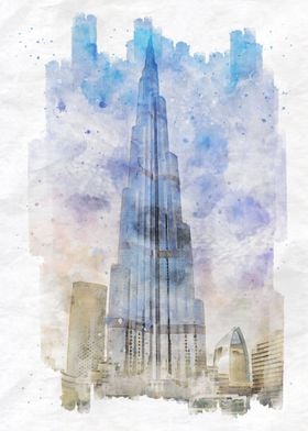 Burj Khalifa Watercolor