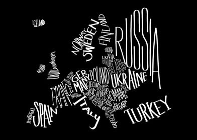 europe typography map