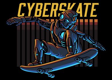 Cyber robot skateboarding