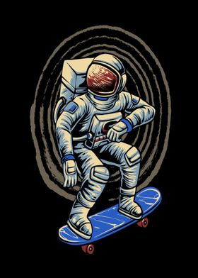 Astronaut ride skateboard