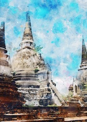 Sukhothai Thani Watercolor